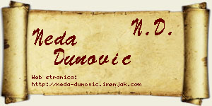 Neda Dunović vizit kartica
